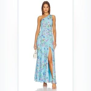 Yumi Kim Marta Floral One Shoulder Maxi Dress Light Blue Size XS